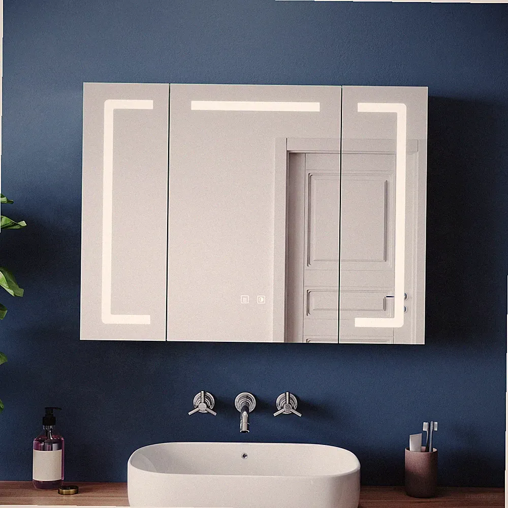LED Spiegelschrank mit Beleuchtung Badschrank Beschlagfrei Steckdose Alu 80x60cm