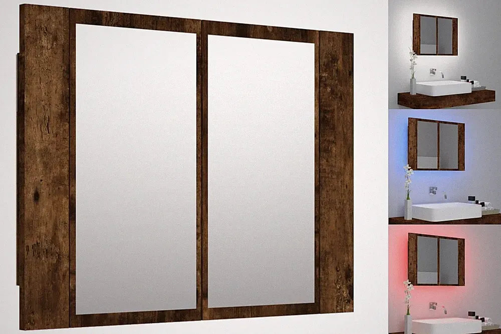 LED-Spiegelschrank Räuchereiche 60x12x45 Cm Spanplatte