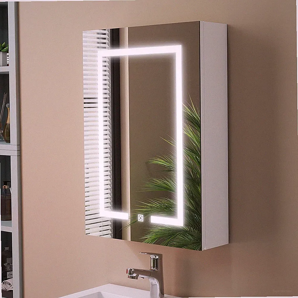 LED Spiegelschrank Weiß/Schwarz mit Touch+Beschlagfrei +Steckdose 40x70/50x70cm