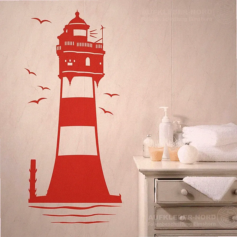 Leuchtturm Roter Sand 100cm Wandtattoo A13 Nordsee Badezimmer Tür Wandaufkleber
