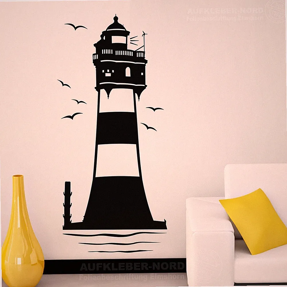 Leuchtturm Roter Sand 160cm Wandtattoo A13 Nordsee Wohnzimmer Tür Wandaufkleber
