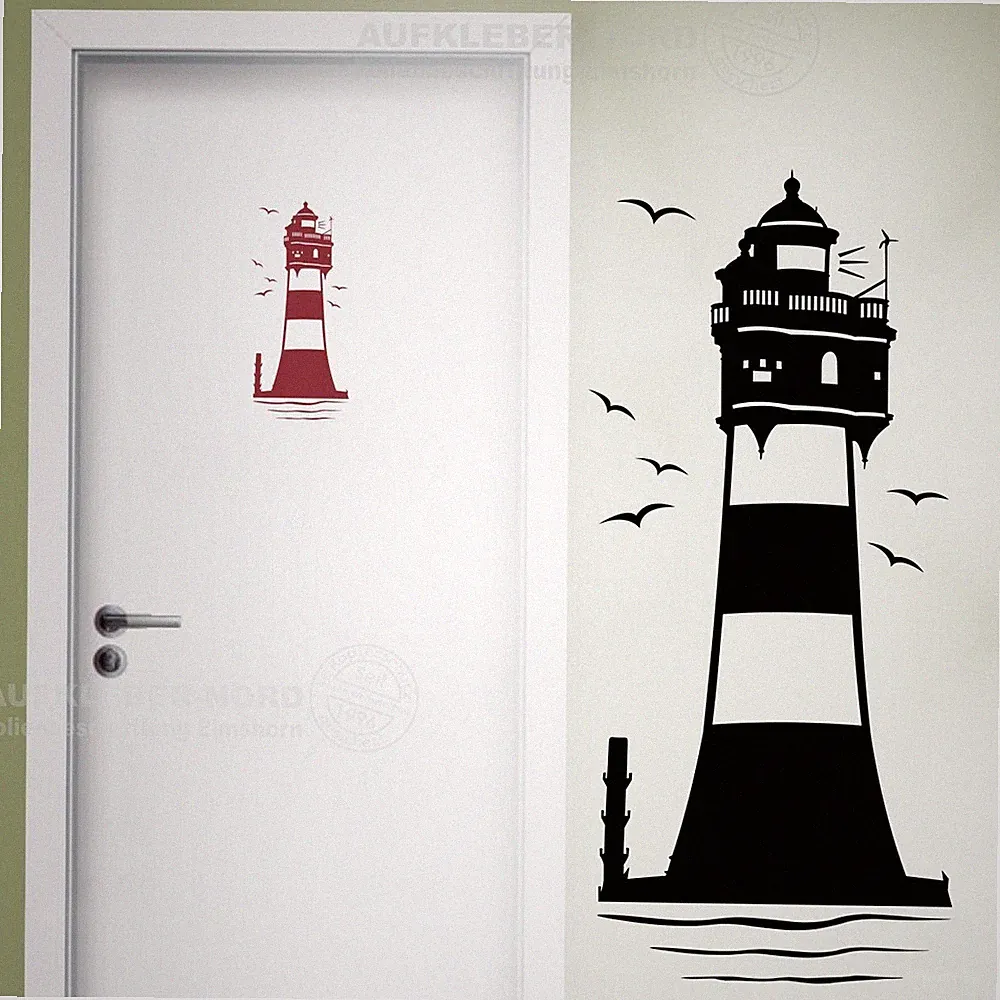 Leuchtturm Roter Sand 40cm Wandtattoo A13 Nordsee Badezimmer Tür Wandaufkleber