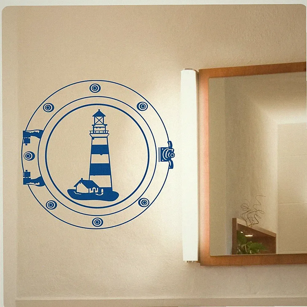 Leuchtturm Wandtattoo Bullauge Wandaufkleber Maritim Bad WC Badezimmer W231