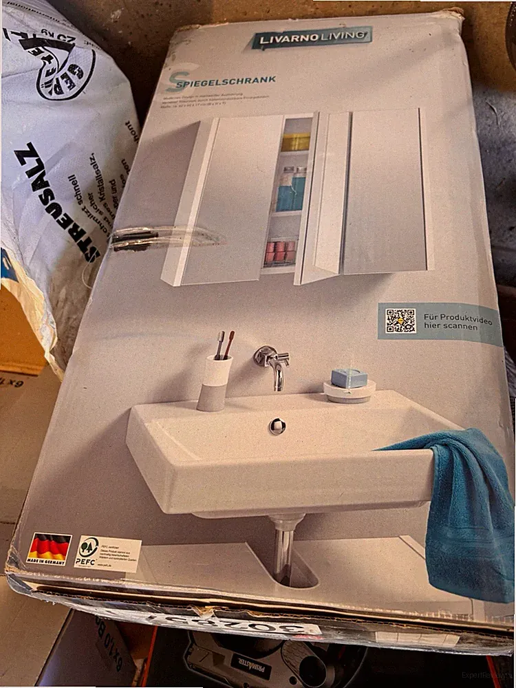 Livarno Living Spiegelschrank weiß 60x66cm Wandmontage rechteckig 3028