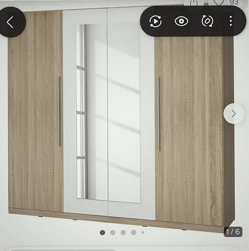 loftscape Heideck Garderobenschrank 4-türig Spiegel Melamin Eiche 228cm
