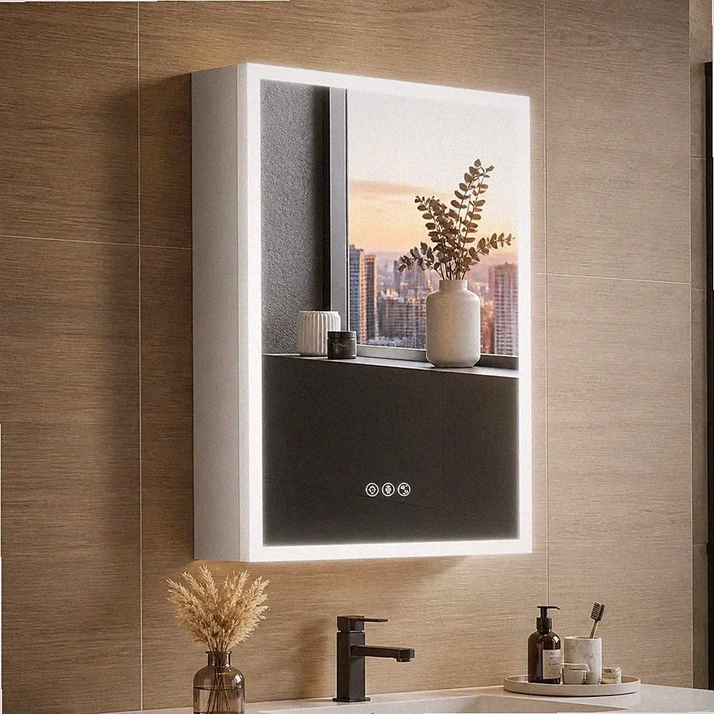 LUVODI LED Spiegelschrank Bad 50x70 Bluetooth Steckdose Dimmbar Beschlagfrei