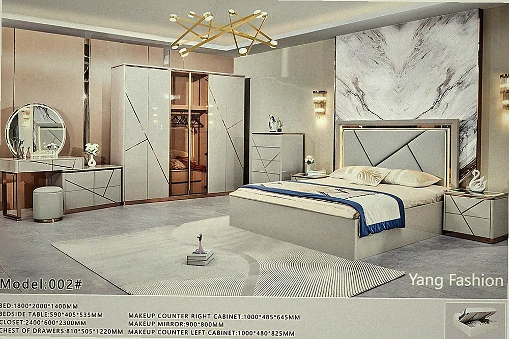 Luxuriöses Schlafzimmer-Set 7 Teilig 180X200 cm mit Stauraumbett auf Lager