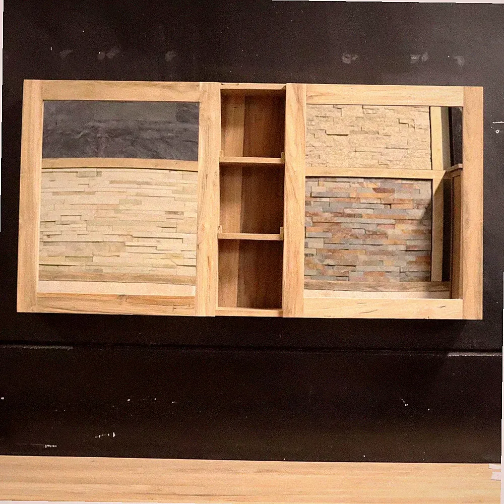 MALAYA Spiegelschrank Badspiegel Wandspiegel Teak 140x70x18 cm