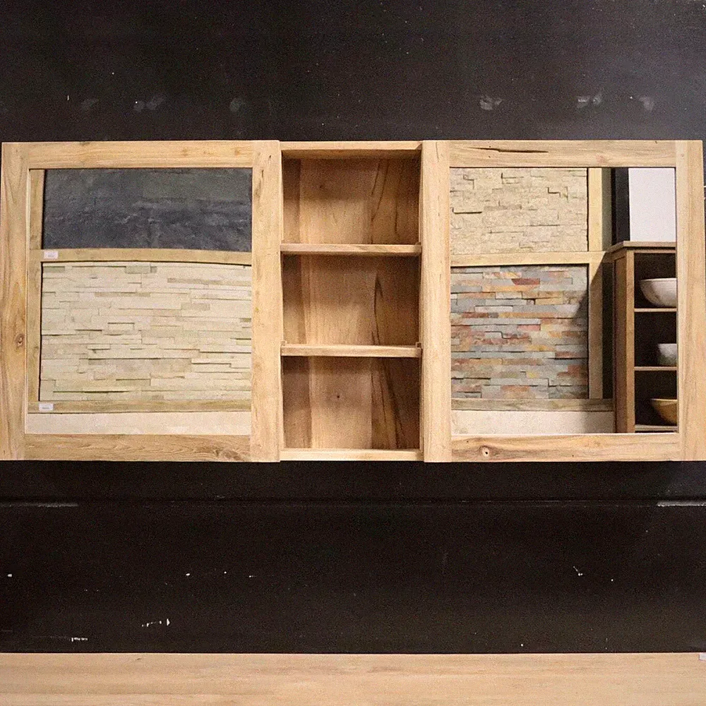 MALAYA Spiegelschrank Badspiegel Wandspiegel Teak 150x70x18 cm