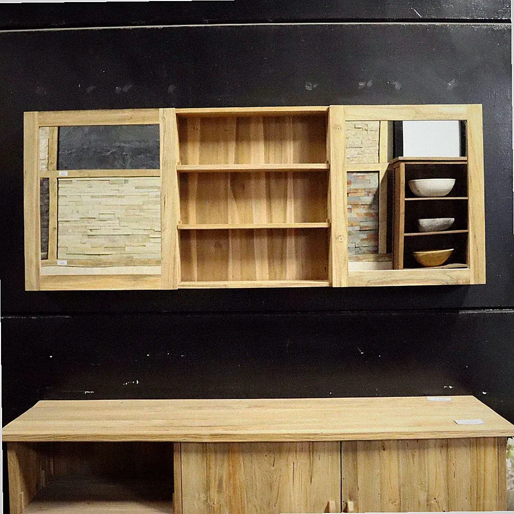 MALAYA Spiegelschrank Badspiegel Wandspiegel Teak 180x70x18 cm