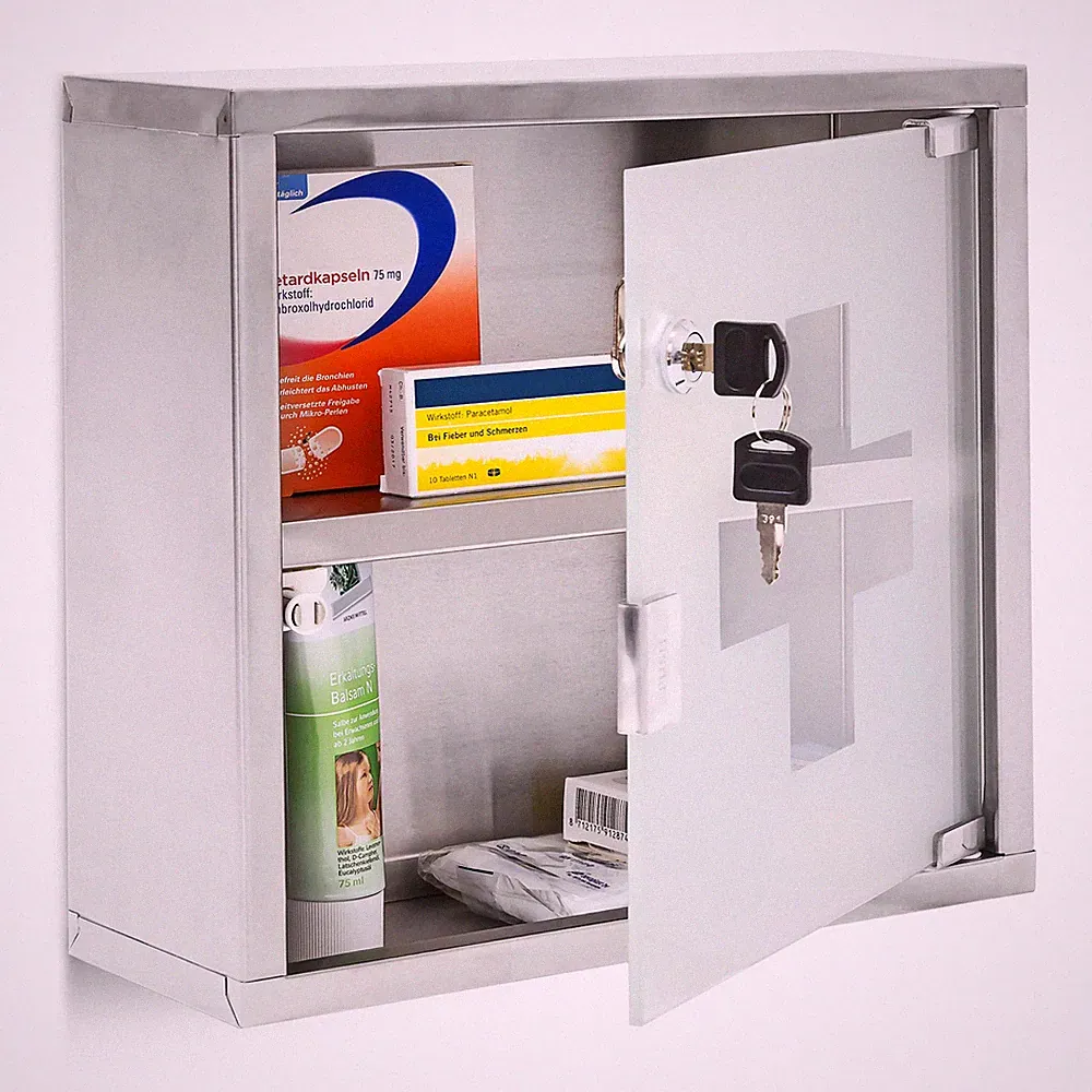 Medizinschrank Erste-Hilfe-Schrank Hausapotheke 2 Fächer abschließbar modern
