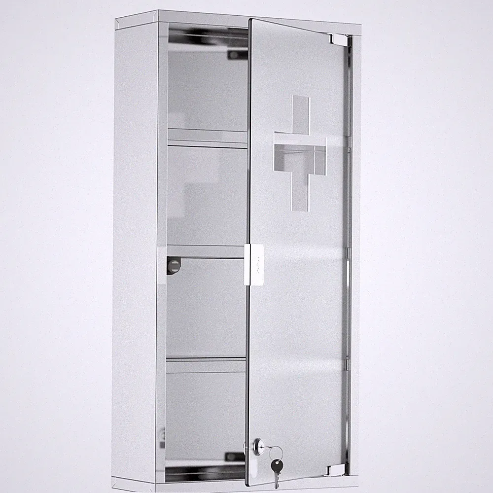 Medizinschrank Silber 430 Edelstahl 60x30x12cm LED Sensor Spiegel abschließbar