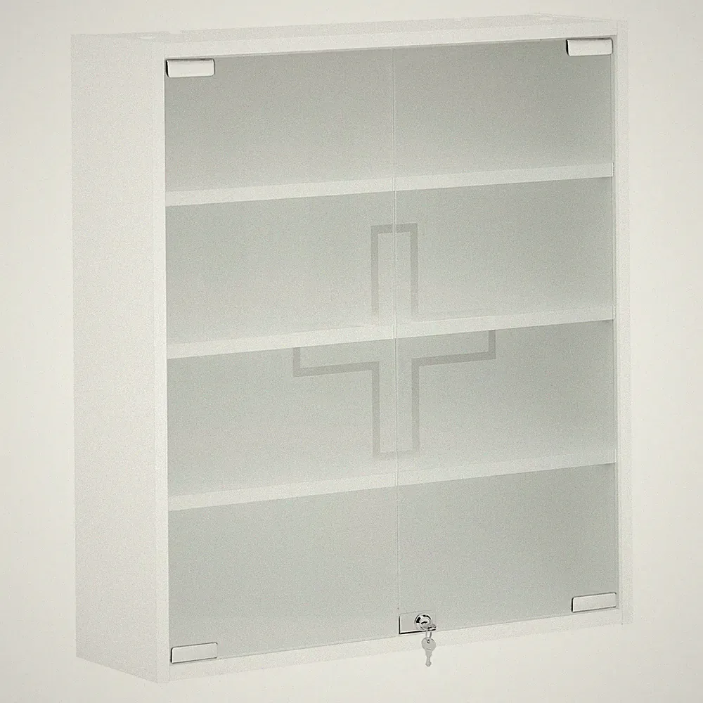 Medizinschrank - weiß matt - weiß - Türen abschließbar Badschrank
