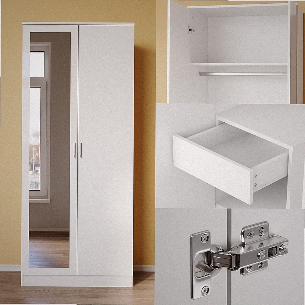 Mehrzweckschrank Drehtürenschrank Kleiderschrank Garderobenschrank Spiegel 180cm