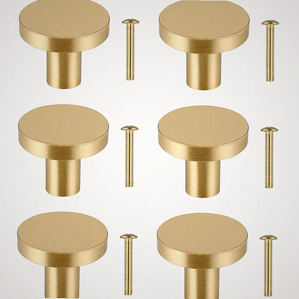 Messing Schrankknöpfe 25mm Vintage Runde Schubladenknöpfe 6er Pack Goldfarben...