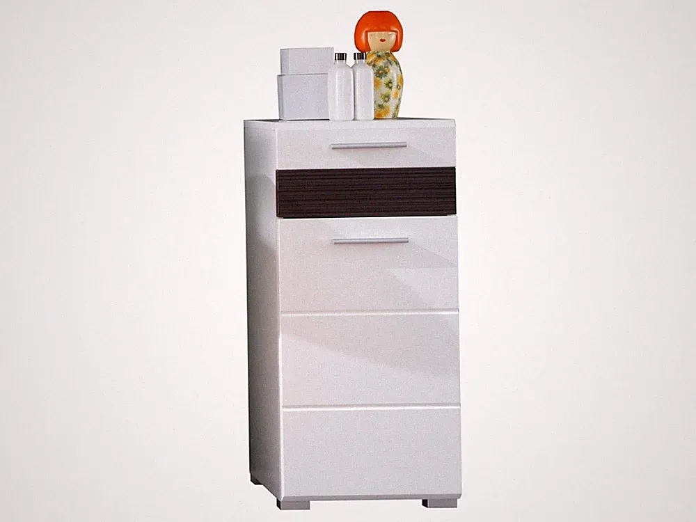 Mezzo Standschrank Weiß Hochglanz/Eiche dunkel Badezimmerschrank BxHxT 3...