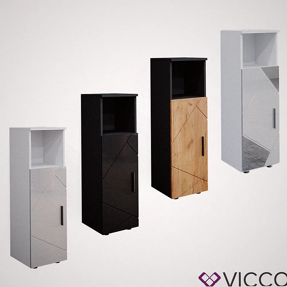 Midischrank Badschrank Badezimmermöbel Irma Hochglanz modern 30x95 cm Vicco