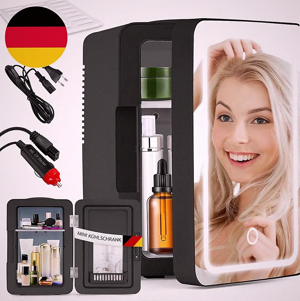 Mini Kühlschrank Fridge 6L - Kühlschränke Klein 12V 230V Läuft Leise Mit Spiegel