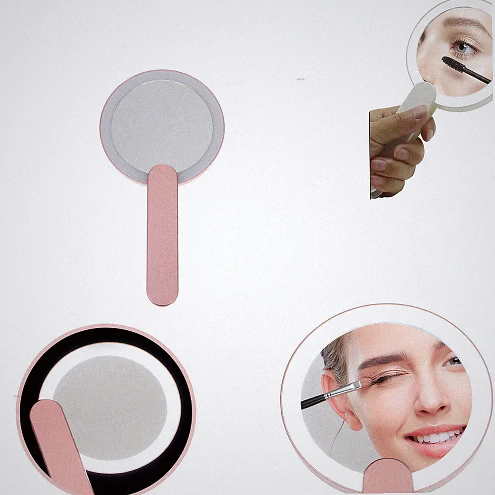 MINI LED SPIEGEL RUND TRAGBAR SCHMINK WIEDERAUFLADBAR MAKE UP BELEUCHTET TEB0380
