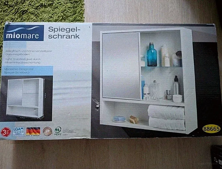 Miomare Spiegelschrank Badezimmer 65x66x18cm Neu & OVP