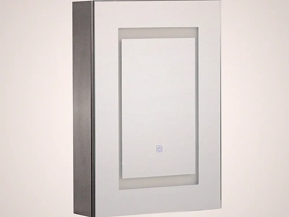 Moderner Bad-Spiegelschrank 40x60 cm 1 türig LED Beleuchtung schwarz Malaspina