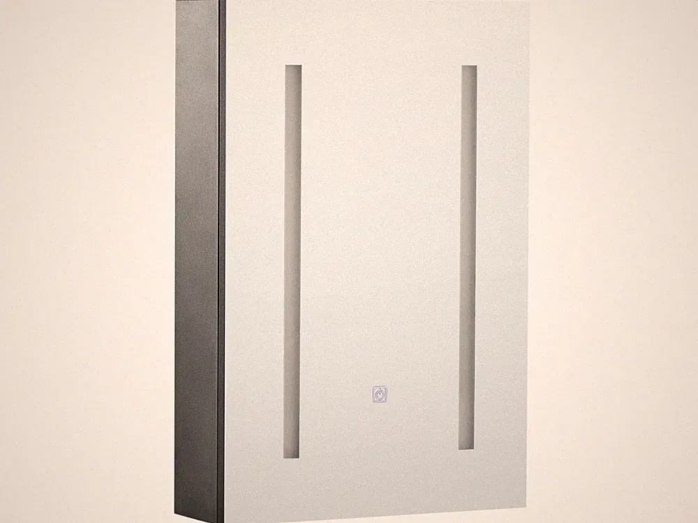 Moderner Bad-Spiegelschrank 40x60 cm 1 türig mit LED Beleuchtung schwarz Cameron