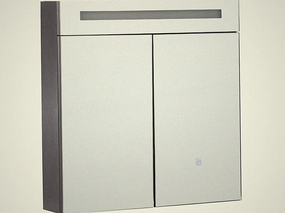 Moderner Bad-Spiegelschrank 60x60 cm 2 türig LED Beleuchtung schwarz Jaramillo