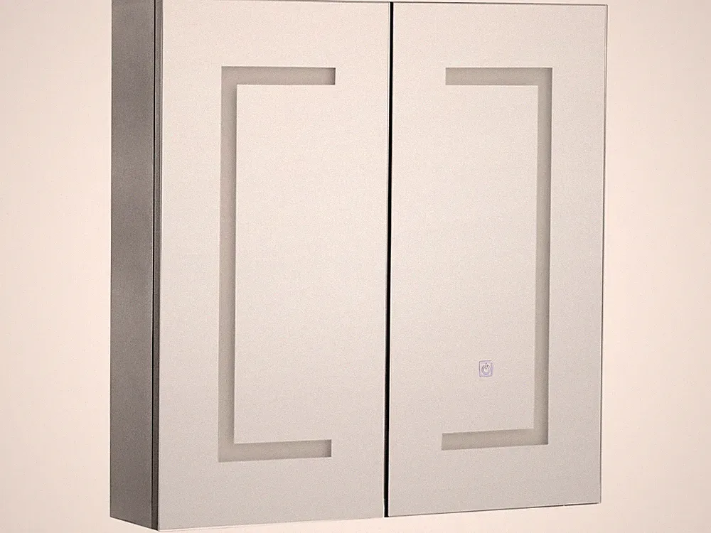 Moderner Bad-Spiegelschrank 60x60 cm 2 türig LED Beleuchtung schwarz Mazarredo