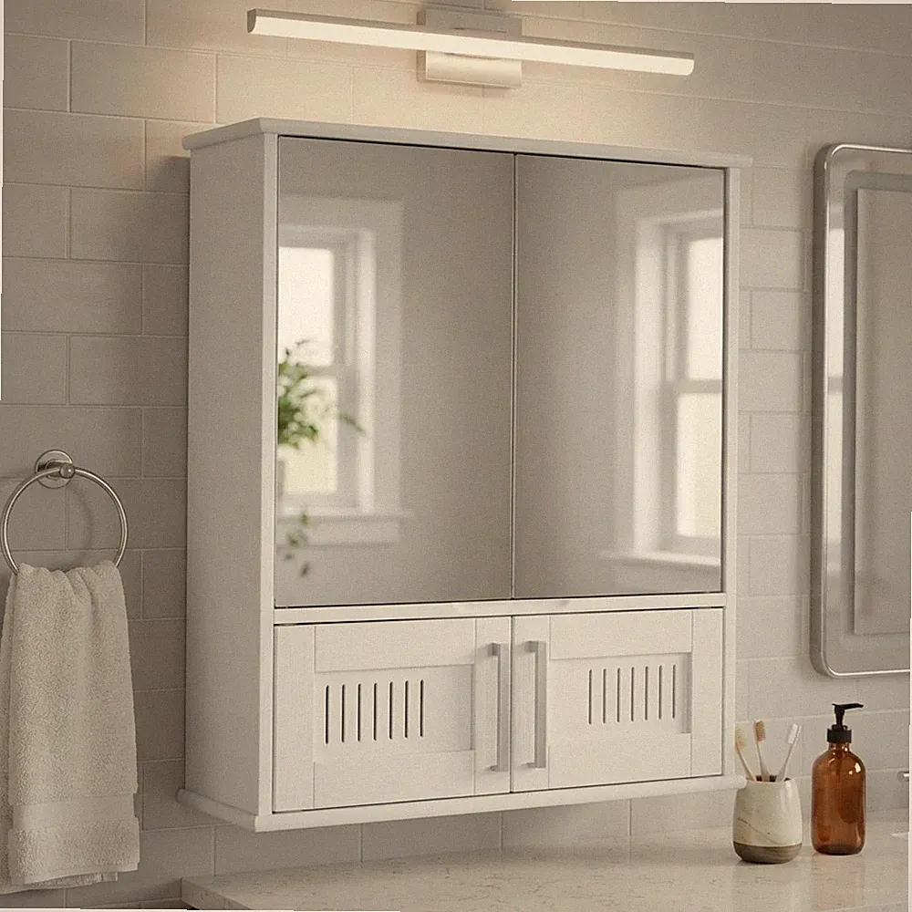 Moderner Badezimmer-Aufbewahrungsschrank mit belüfteten Türen & verstellbarem Innenregal