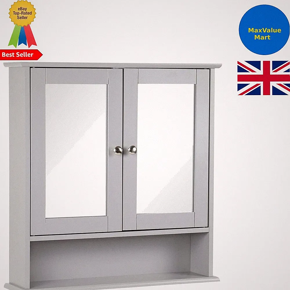 Moderner Badschrank zur Wandmontage mit Spiegeln & verstellbaren Aufbewahrungsregalen