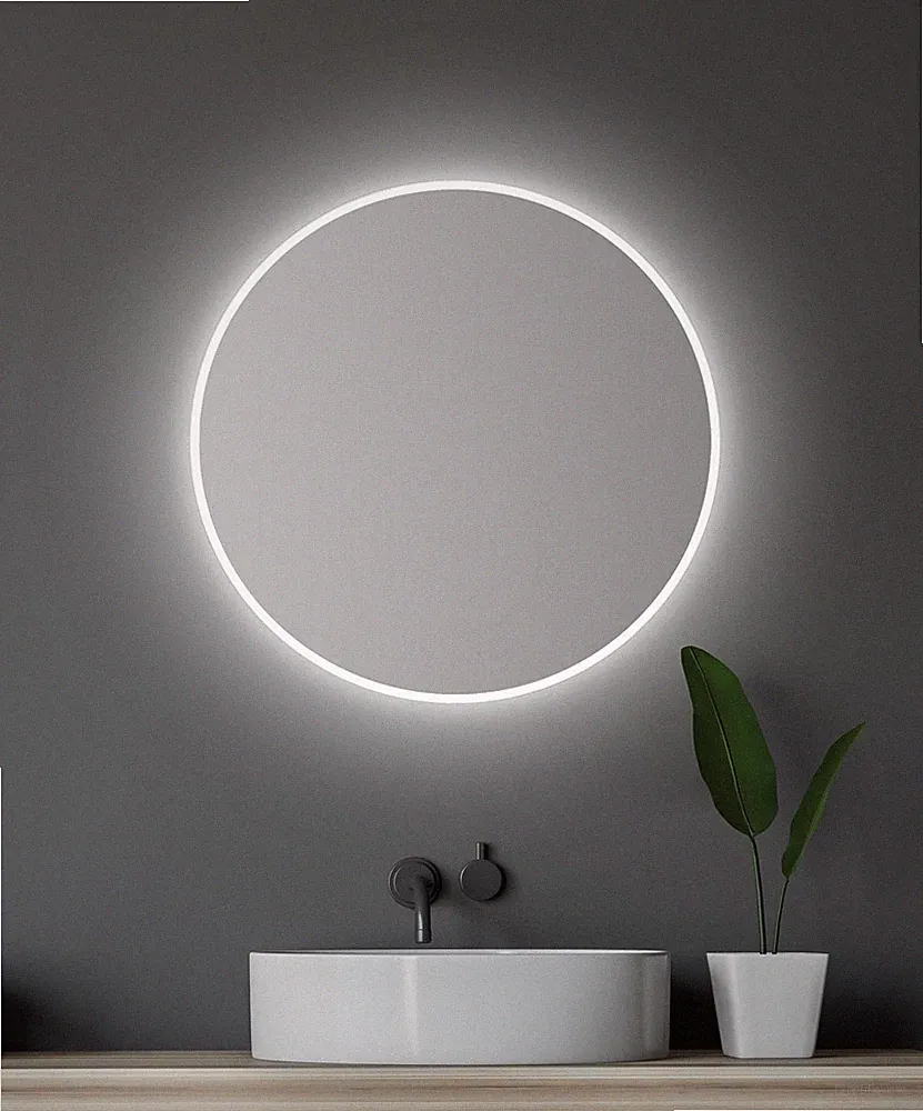 Moderner LED Rundspiegel Moonshine 60 cm mit Aluminiumrahmen Badspiegel mit e...