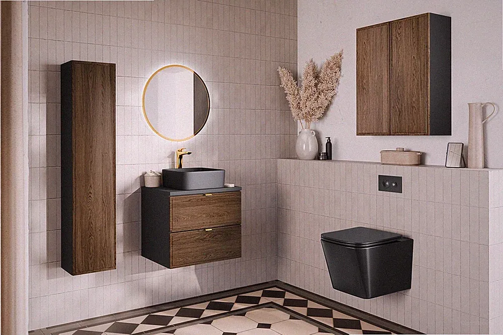 MONTIERT Badmöbel Set mit Aufsatzwaschbecken TALIA CASELLA 60 cm MDF SOFT-CLOSE