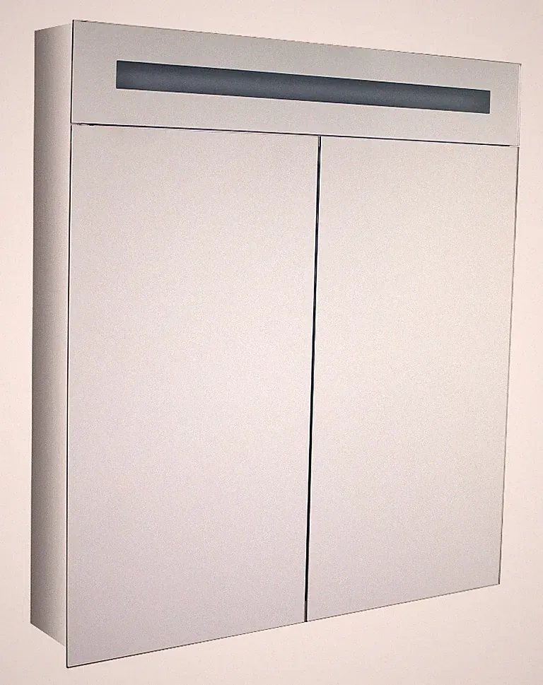 Neu LED beleuchteter Badezimmer 2 Türen Schrank mit Ein/Aus Sensor & Rasierer Steckdose