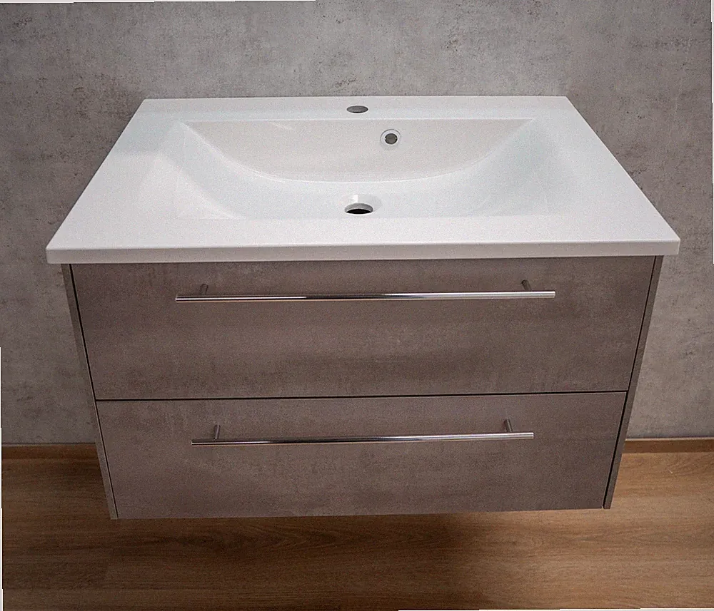 New Spirit D.Light Waschtisch Set 73cm Mineralguss Spiegelschrank Beton