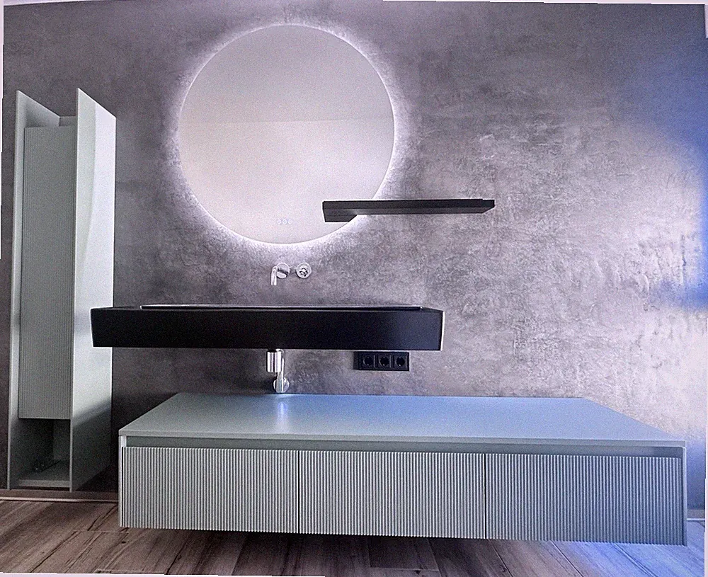 Novello D‘Art Schrankkombi 46x182x31,8cm +Oberschrank 27x 160x46 +Spiegel 100cm