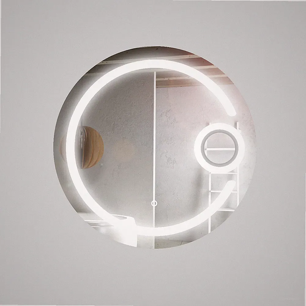Ogomondo Spiegel 5mm Rund LED Rahmen Schalter Touch PVC MDF