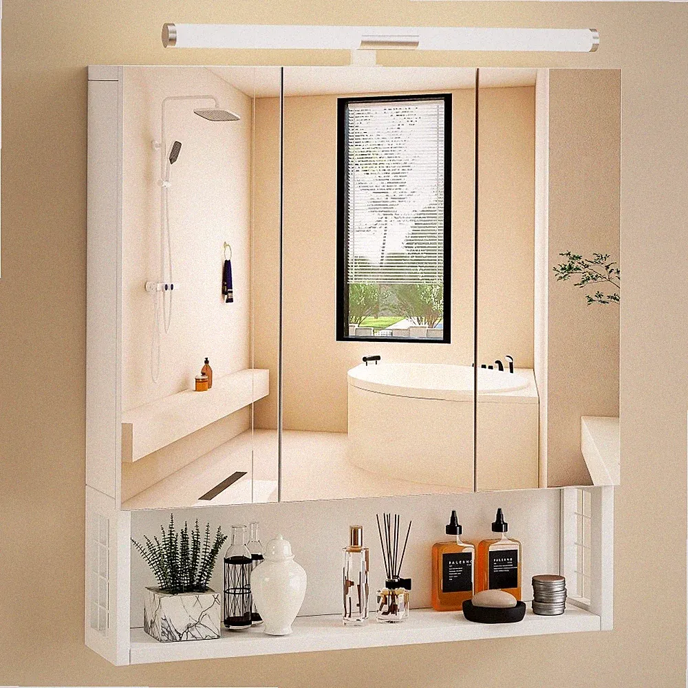 OYAJIA Spiegelschrank Bad mit LED-Leuchten & Steckdosen Badezimmerschrank 70.2cm