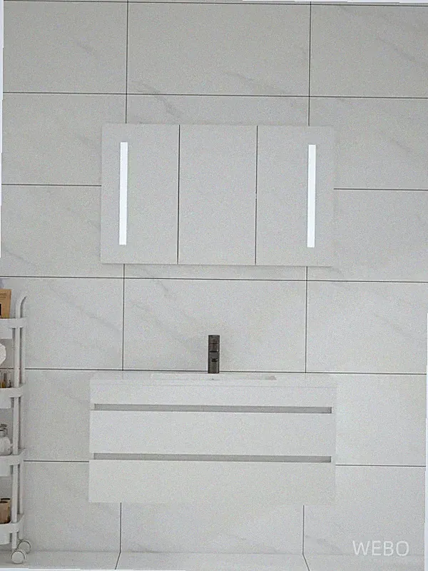 Paris Badmöbel 100cm Weiß Komplettset mit Spiegelschrank bathroom furniture WEBO