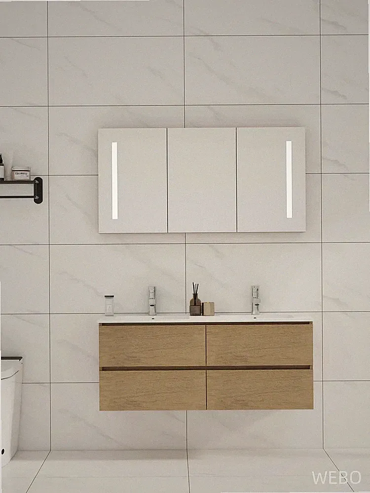 Paris Badmöbel Komplettset Eiche mit Spiegelschrank bathroom furniture WEBO