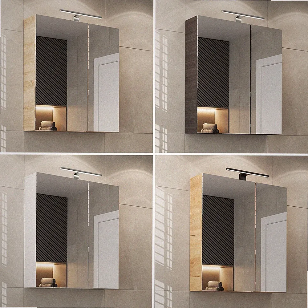 Planetmöbel Bad Spiegelschrank 60 cm mit LED Badezimmerschrank & Badspiegel
