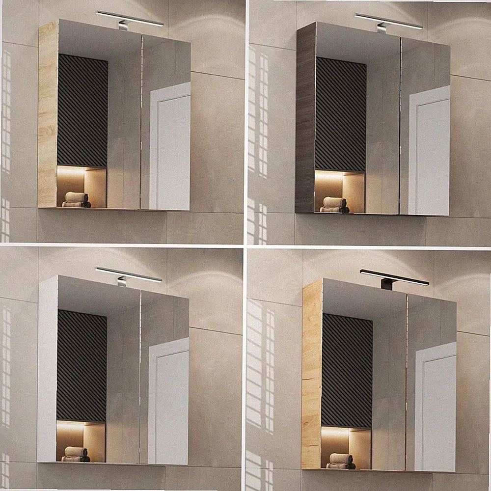Planetmöbel Bad Spiegelschrank 60 cm mit LED Badezimmerschrank & Badspiegel