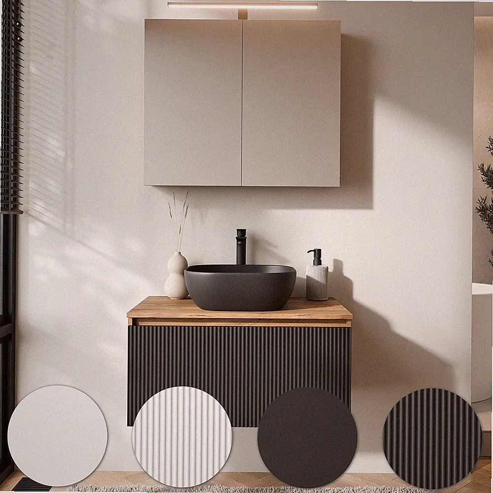 Planetmöbel Badmöbel Set ARISA - Mit Spiegelschrank ARIA & Waschbecken 42 cm