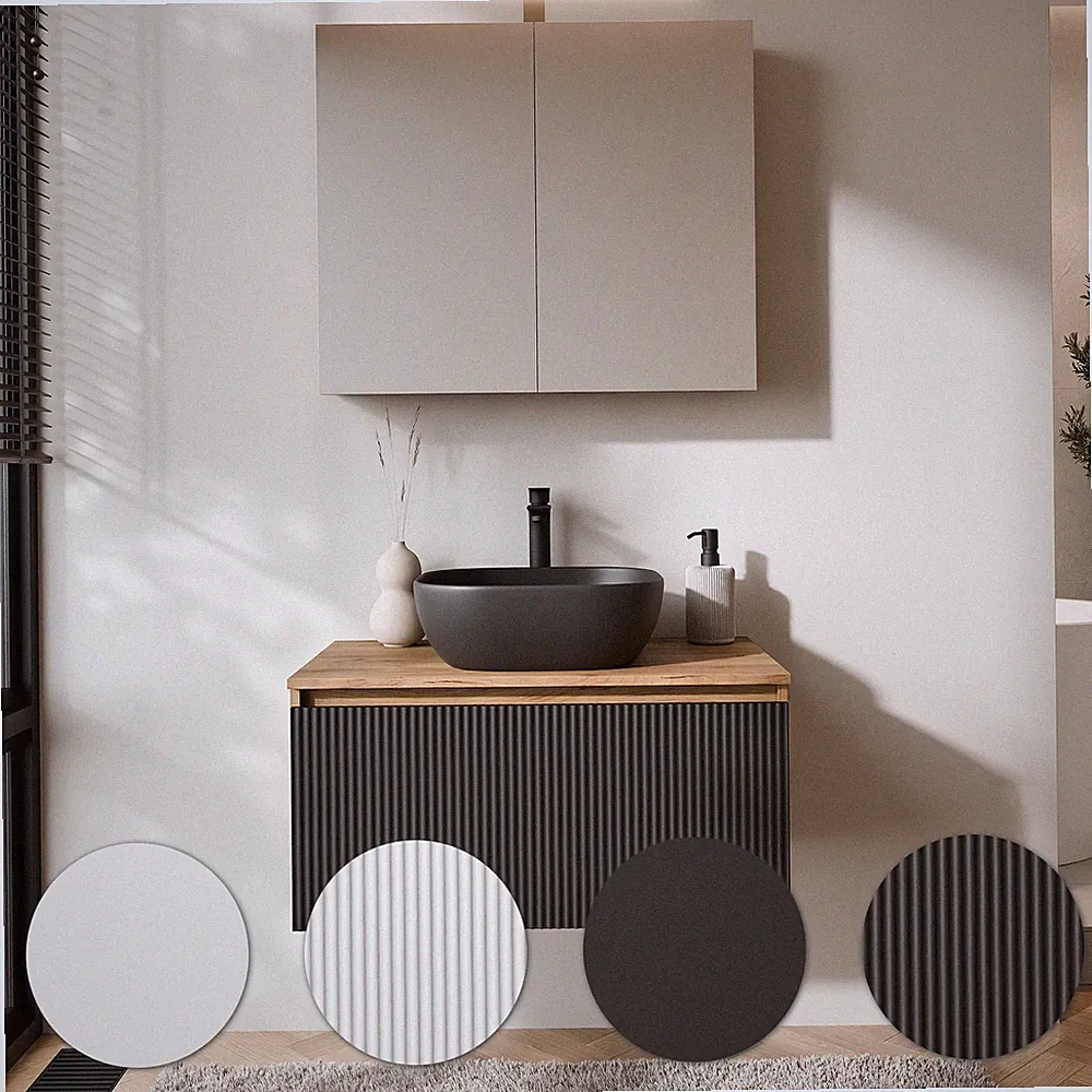 Planetmöbel Badmöbel Set ARISA - Mit Spiegelschrank ARIA & Waschbecken 42 cm