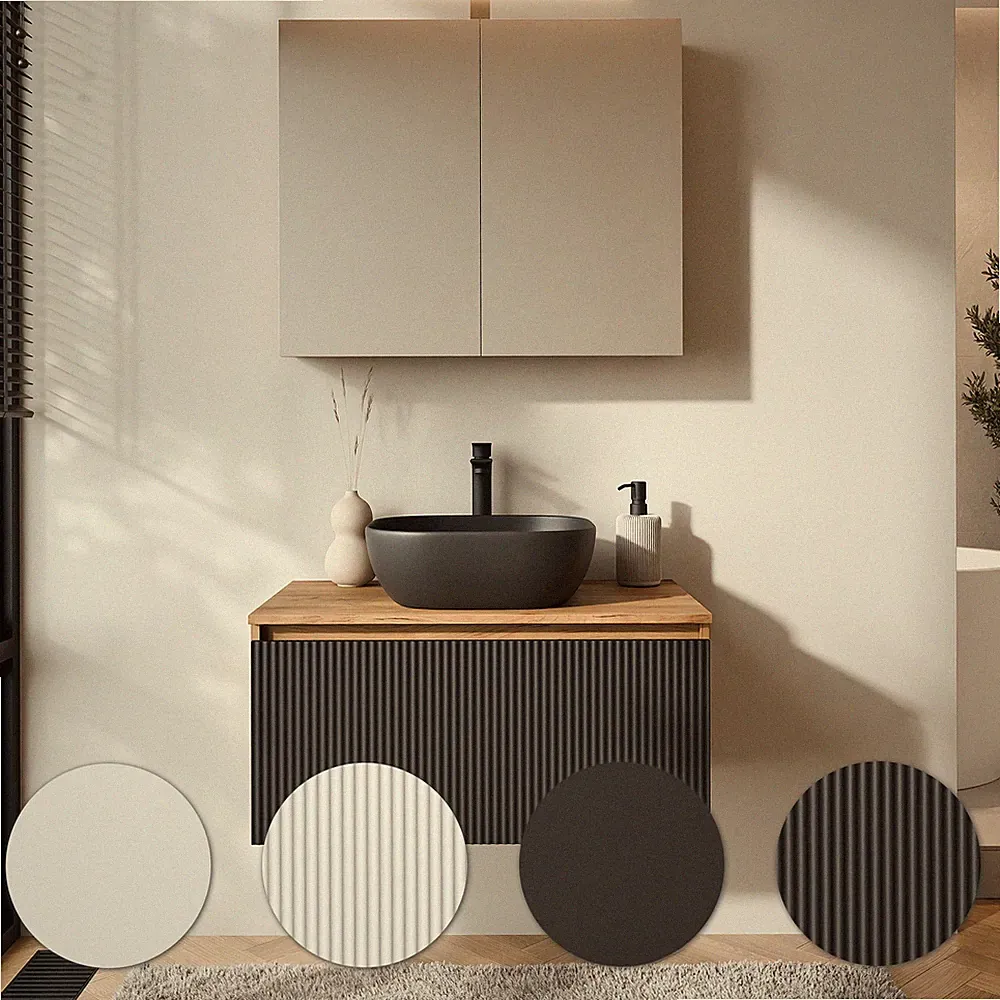 Planetmöbel Badmöbel Set ARISA - Mit Spiegelschrank ARIA & Waschbecken 42 cm