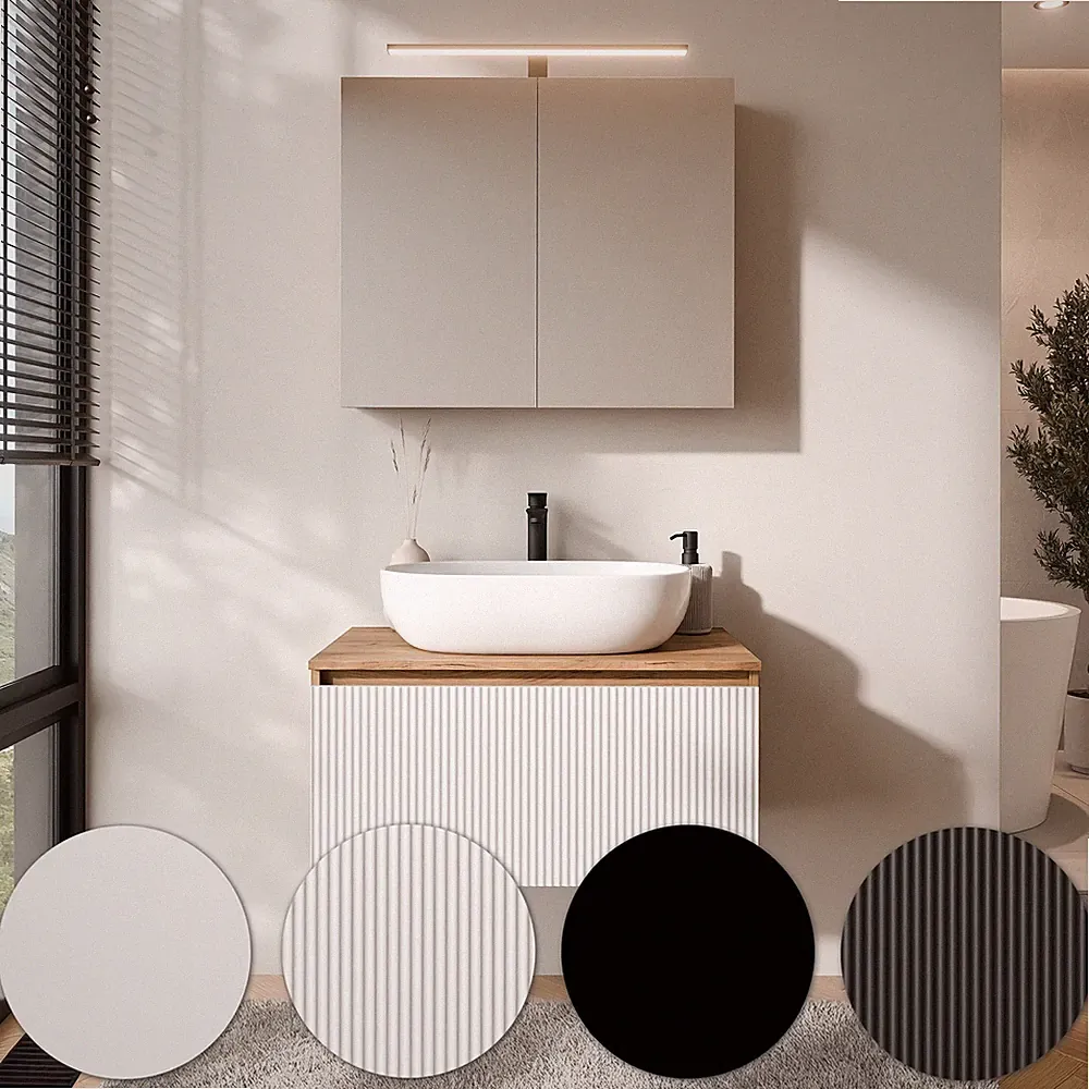 Planetmöbel Badmöbel Set ARISA - Mit Spiegelschrank ARIA & Waschbecken 60 cm