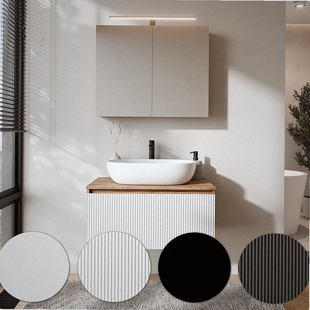 Planetmöbel Badmöbel Set ARISA - Mit Spiegelschrank ARIA & Waschbecken 60 cm