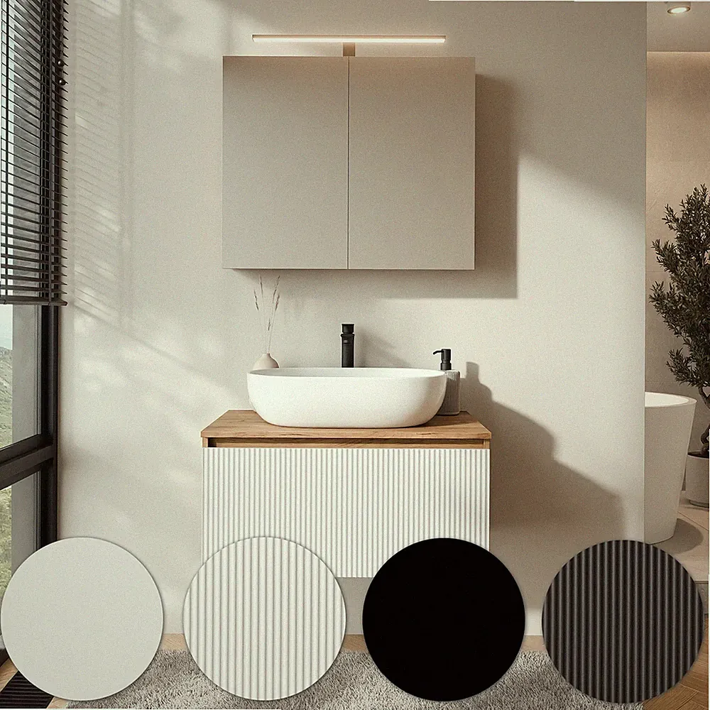 Planetmöbel Badmöbel Set ARISA - Mit Spiegelschrank ARIA & Waschbecken 60 cm