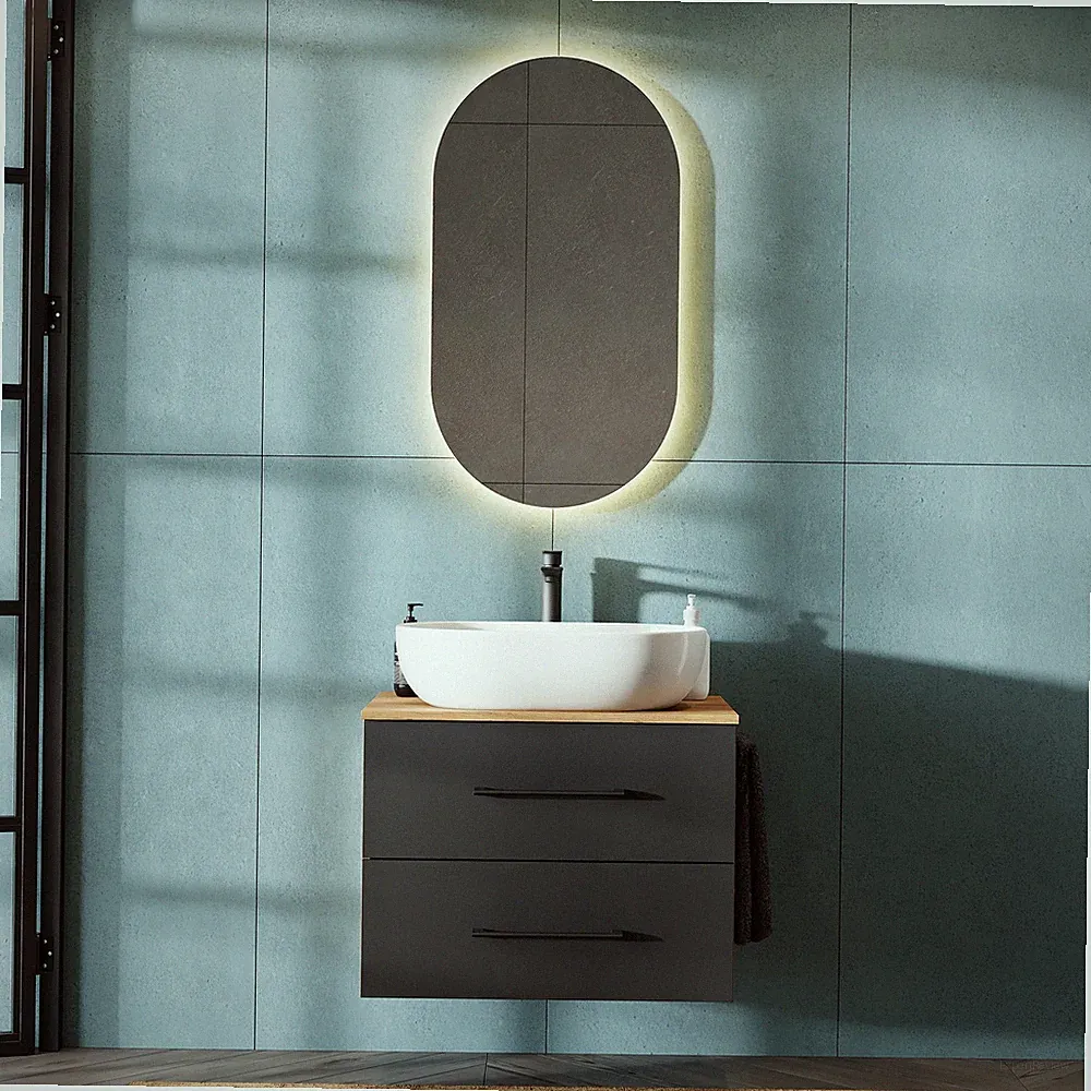 Planetmöbel Badmöbel Set LUX 70 cm oder 90 cm mit Waschbecken und Spiegel