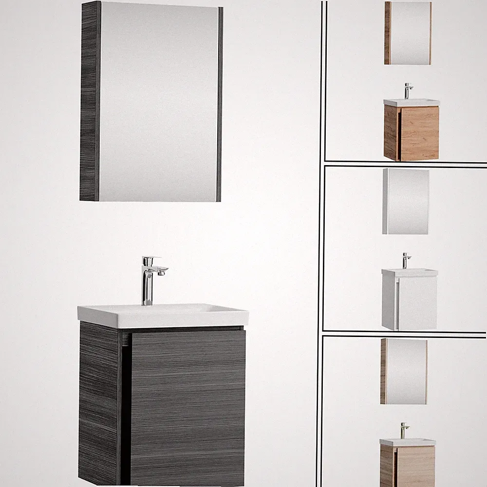 Planetmöbel Badmöbel-Set mit Spiegelschrank 50cm Unterschrank Badschrank Spiegel