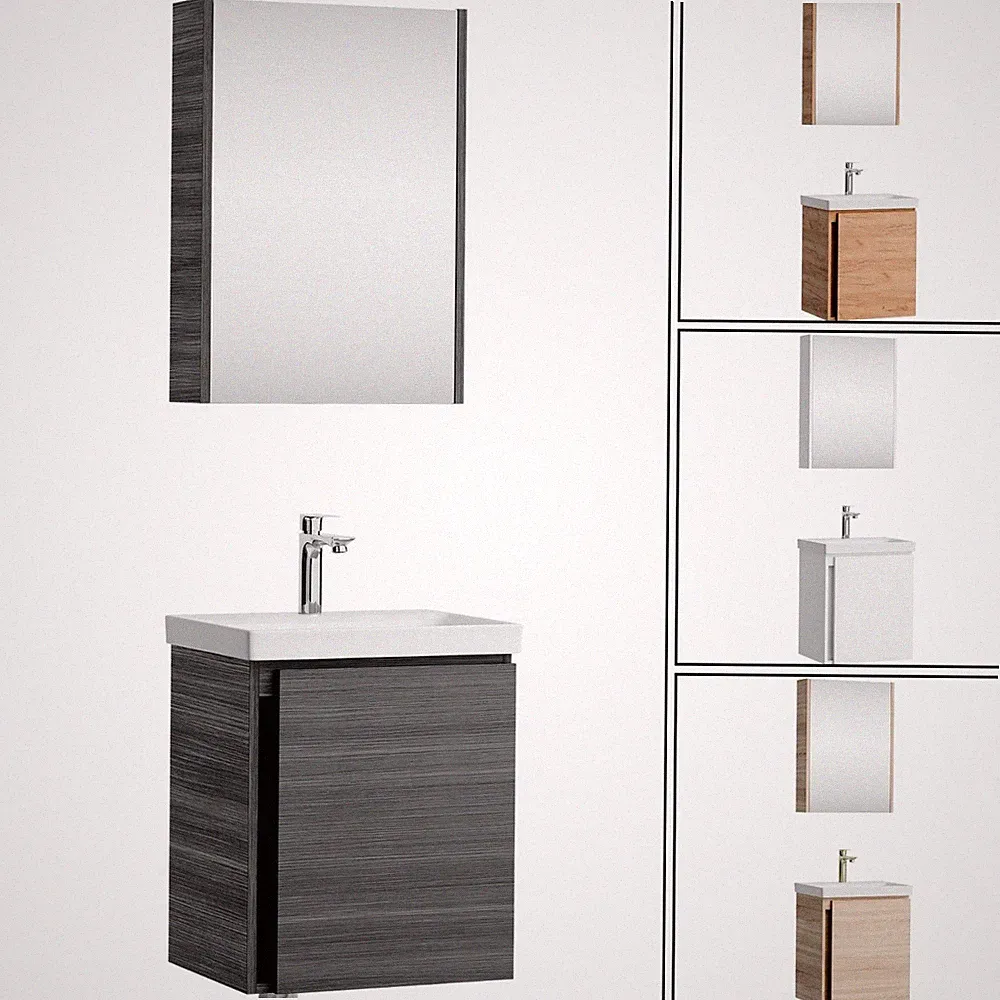 Planetmöbel Badmöbel-Set mit Spiegelschrank 50cm Unterschrank Badschrank Spiegel